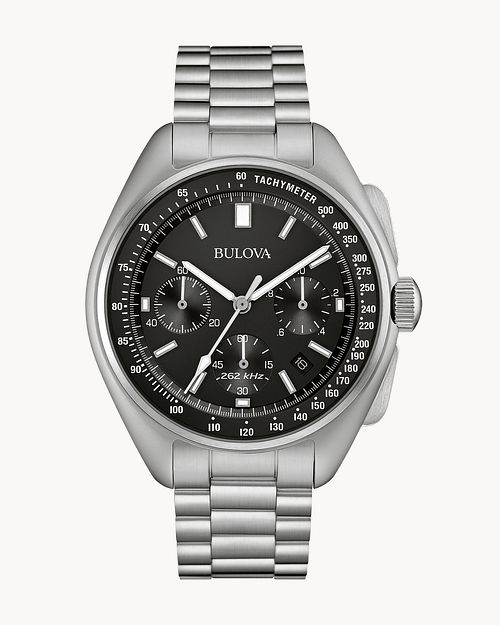 Bulova Lunar Pilot Men's Black Dial Brown Strap Classic Watch | Bulova